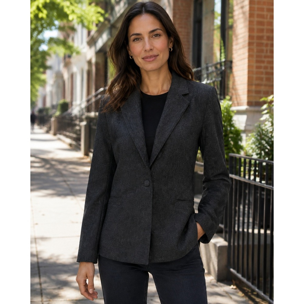 Vintage Mulberry Street Charcoal Wool Blend Blazer Size 9/10 Made Canada